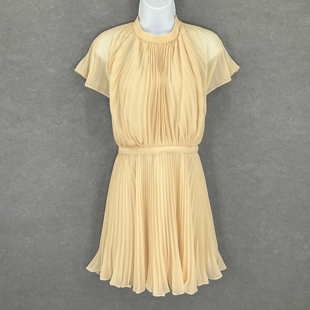 Keepsake the Label Pleated Mini Dress Sz M Open Back Cocktail Party Glam